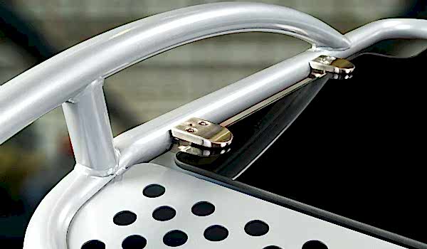 tube and shee metalwork with glass panel