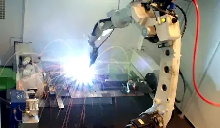 Panasonic welding robot making sparks